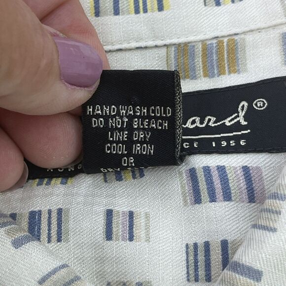 Tori‎ Richard Hawaiian Shirt Mens XL Silk Geometric Button Short Sleeve Casual - Picture 6 of 8